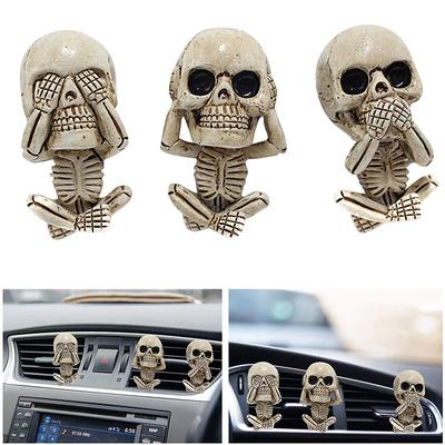 3ks Ghost Head Car Vent Clip Halloweenský přívěsek Ornamenty Dekor Car Air Vent Clip Charm Lebka Air Outlet Osvěžovač parfému