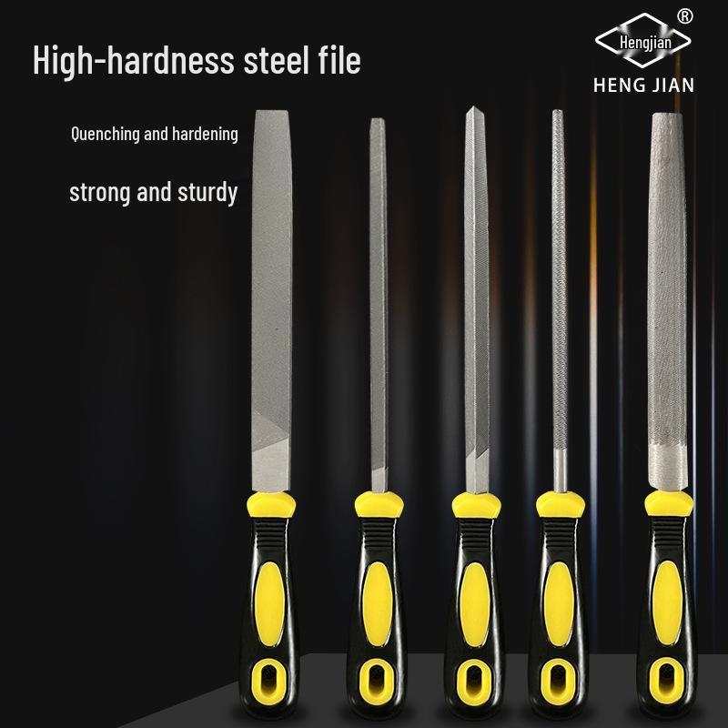 Pliers Steel File Woodworking & Metal Grinding Set: Flat, Half-Round, Triangular Files 6-inch Round File