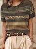 Top Maglione Girocollo a Maniche Corte Jacquard Color Block Retrò 2026