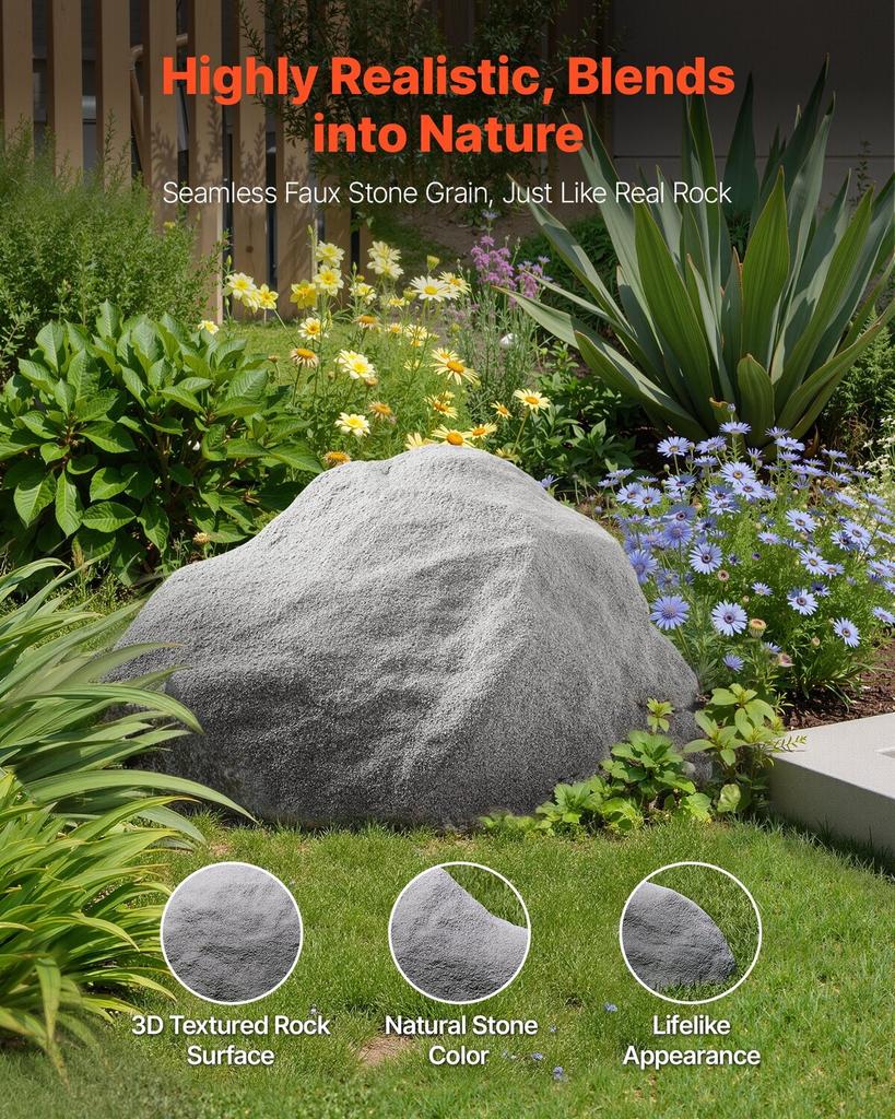 Faux Rock Cover, Outdoor Fake Rock Well Pump Cover, Realistic Natural Texture, Lightweight & Weather-Resistant Artificial Boulder for Landscaping