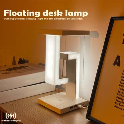 Floating Design LED Desk Lamp Wireless Charging Touch Control Night Light Bedroom Decorative Light