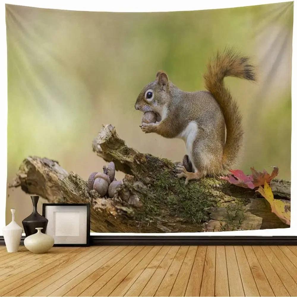 Niedlicher Eichhörnchen Wandteppich Büro Wohnzimmer Dekoration Zuhause Wandteppich