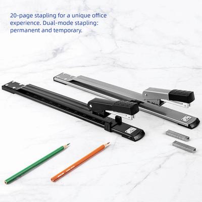 20 Sheet Capacity Long Reach Stapler Metal Body Educational Long Arm Stapler Labor-saving Effortless Paper Stapler For Booklet