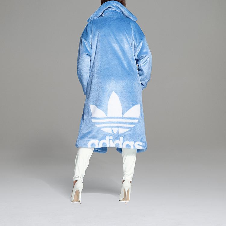 Adidas Originals Trefoil X Ivy Park Faux Fur Plush Long Coat Men Coat Blue H18983