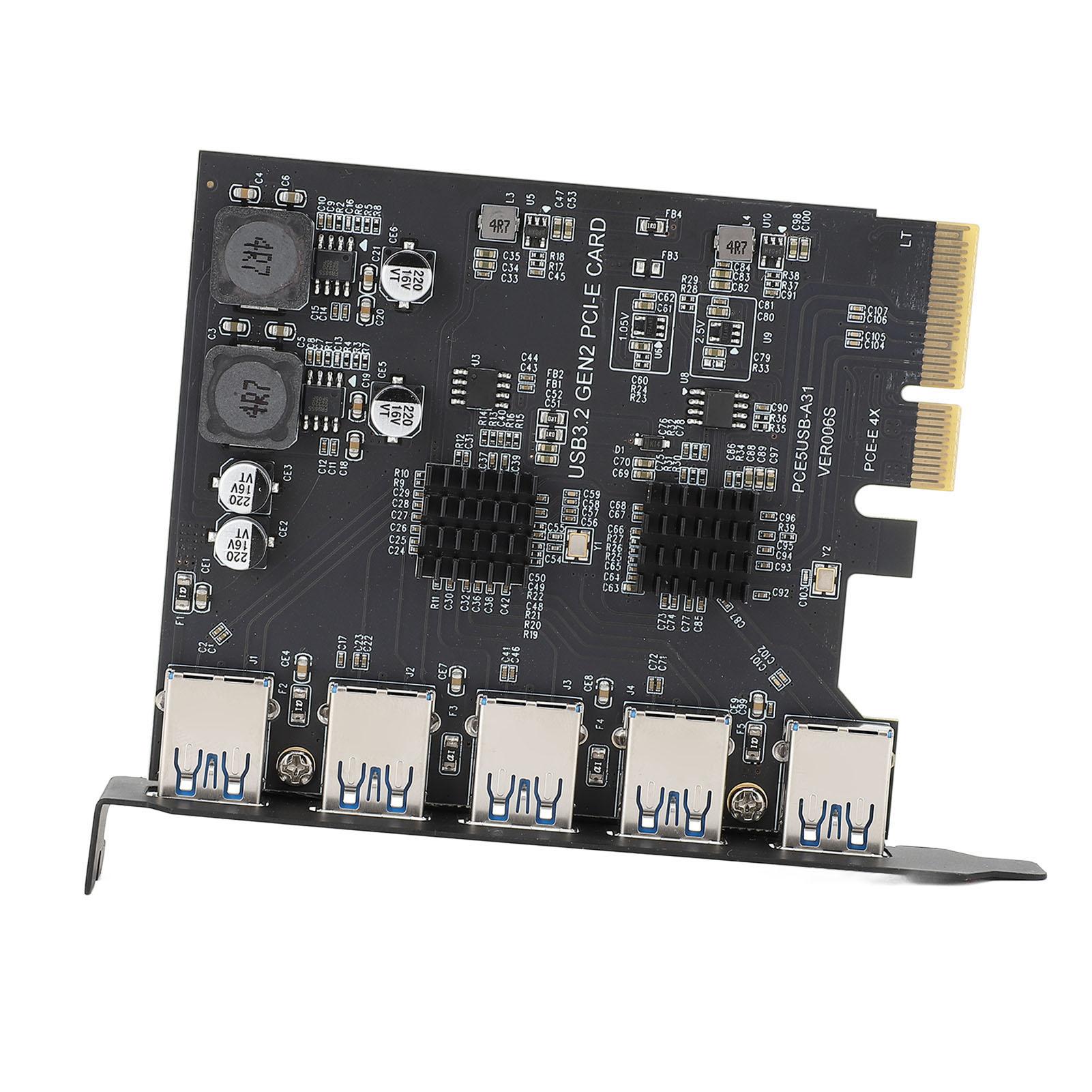 

Карта розширення USB 3.2 Gen 2, 5 портів, 10 Гбіт/с, тип A, PCIe 4X, адаптер для Windows 7 10 11
