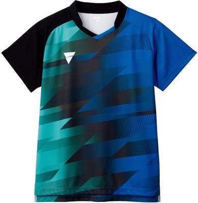 VICTAS Table Tennis Game Shirt, J.T.T.A (Japan Table Tennis Association) Approved, Moisture-Wicking, Quick-Drying, Unisex, V-GS318, Blue, XL, 512311