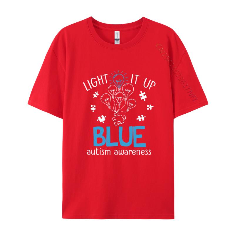 Light It Up Blue Autism Awareness Autism Tshirt Mens Fashion Casual Tops TShirts Funny Design Vintage Tshirts Fast Shiping S
