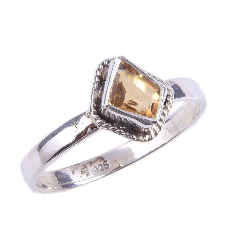 Natural Citrine Gemstone Handmade 925 Solid Sterling Silver Ring Size 10 y8K84