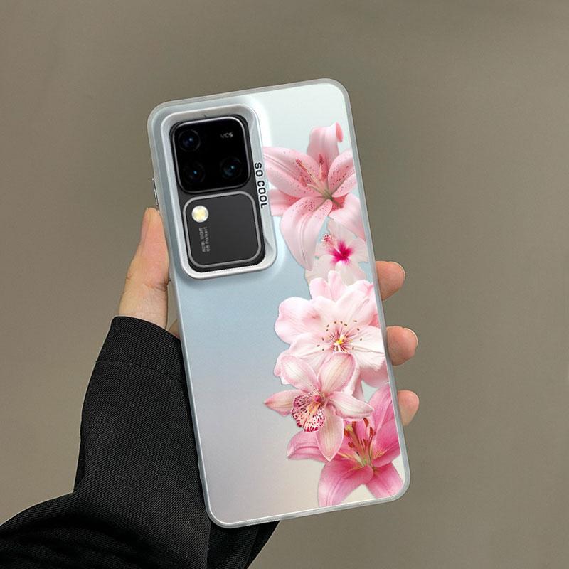For Samsung Galaxy S21 S23 S24 FE S25 S24 S23 S22 Ultra Plus Laser Phone Case Realistic Lily Flower Print Shockproof Back Covers