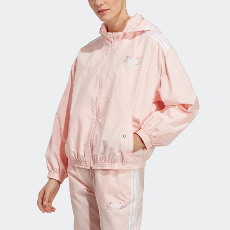 Adidas Originals Trefoil Cherry Blossom Limited Edition Floral Print Hooded Long Sleeve Zip Jacket Women Outerwear Ice-Pink IP3770