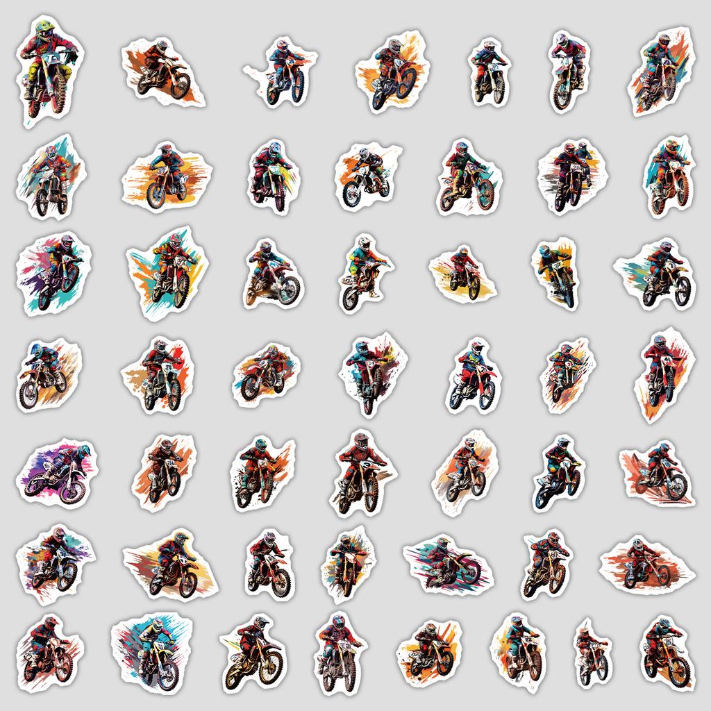 50 Cute Off-road Motorcycle Graffiti Stickers, Stationery Stickers, Water Cups, Notebooks, Waterproof Decorative Stickers