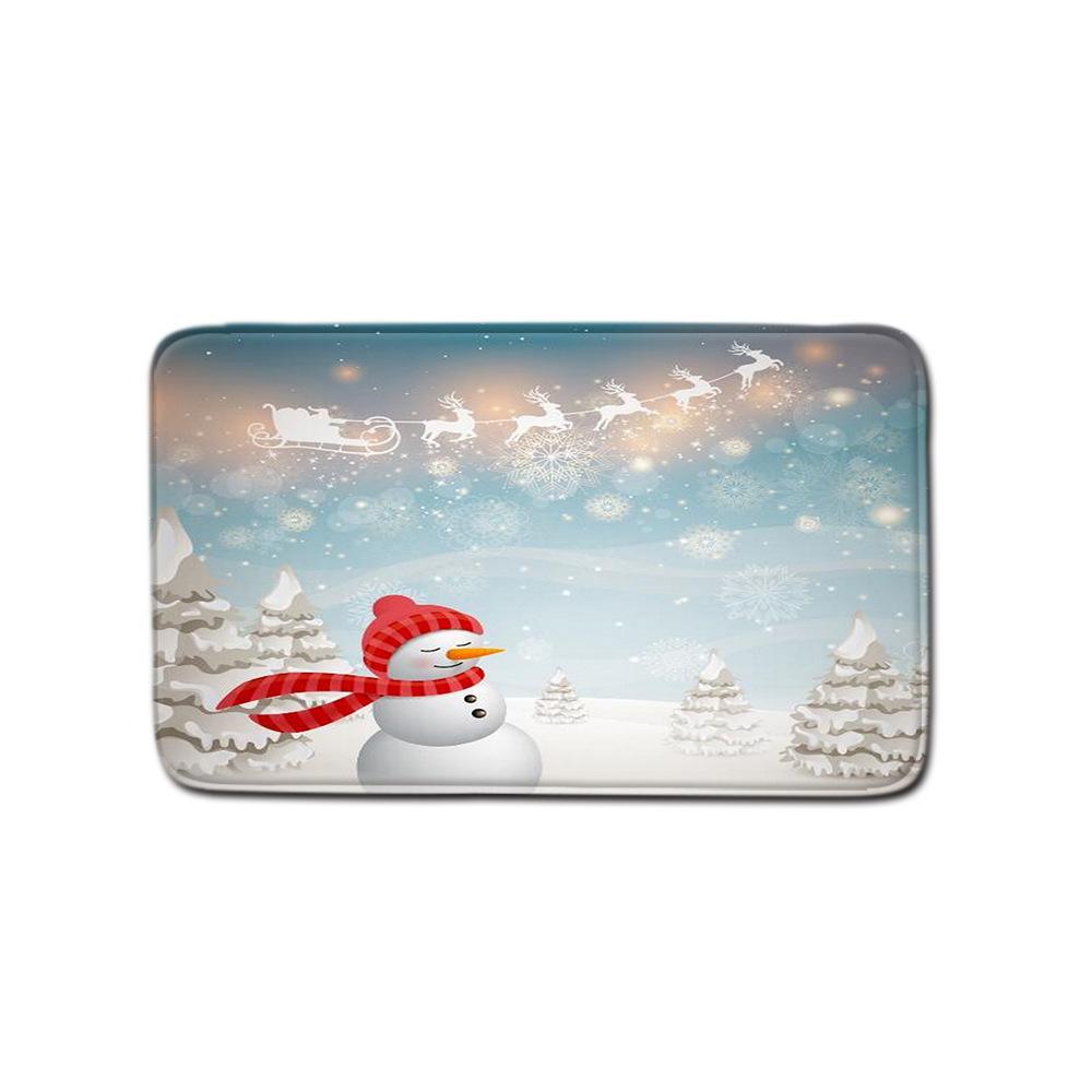 Christmas Home Door Mat Bathroom Toilet Shower Curtain Four-Piece Floor Mat Bedroom Absorbent Carpet
