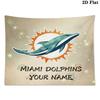 Benutzerdefiniertes Namensschild Miami Dolphins Bedruckter Wandteppich – Wandbehang für Schlafzimmer, Studentenwohnheime und Heimdekoration