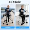 Stand Up Walker 8 Wheels Elderly Handicap Rehab Walking Aid Adjustable Stable Carbon Steel Anti Tilt Soft Sponge Seat