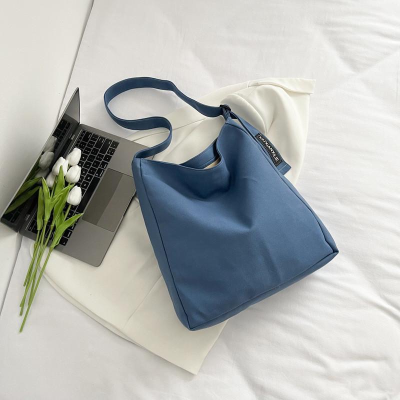 Large Capacity Canvas Shoulder Bag For Women Stylish Korean Trendy Shopping Tote