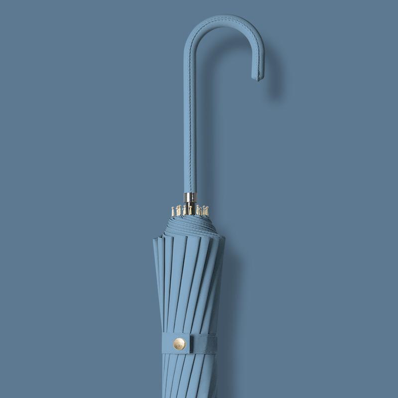 Japan Fashion Fresh Long Handle Umbrella Double Straight Umbrella Women Simple 16-Bone Reinforced Curved Handle Umbrella Printable Logo