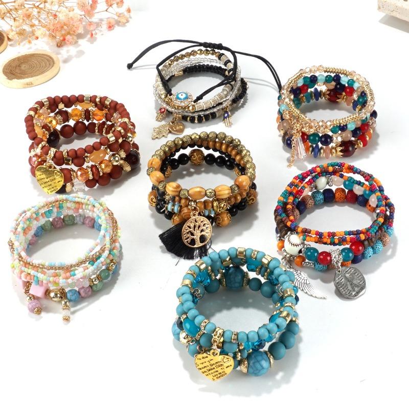 Bohemian bracelet creative tassel multi-layer beaded bracelet
