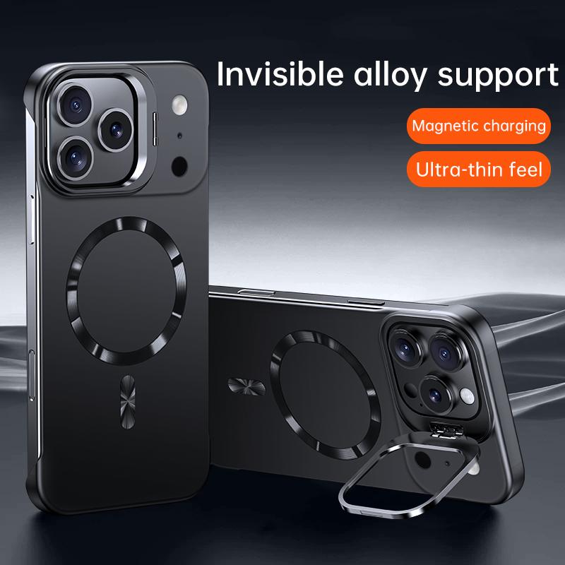 

Lens Holder Frameless Magnetic Case For iPhone 17 Air 16 15 14 13 Pro Max For Magsafe Solid Color Ultra Thin Skin Feel PC Cover iPhone17