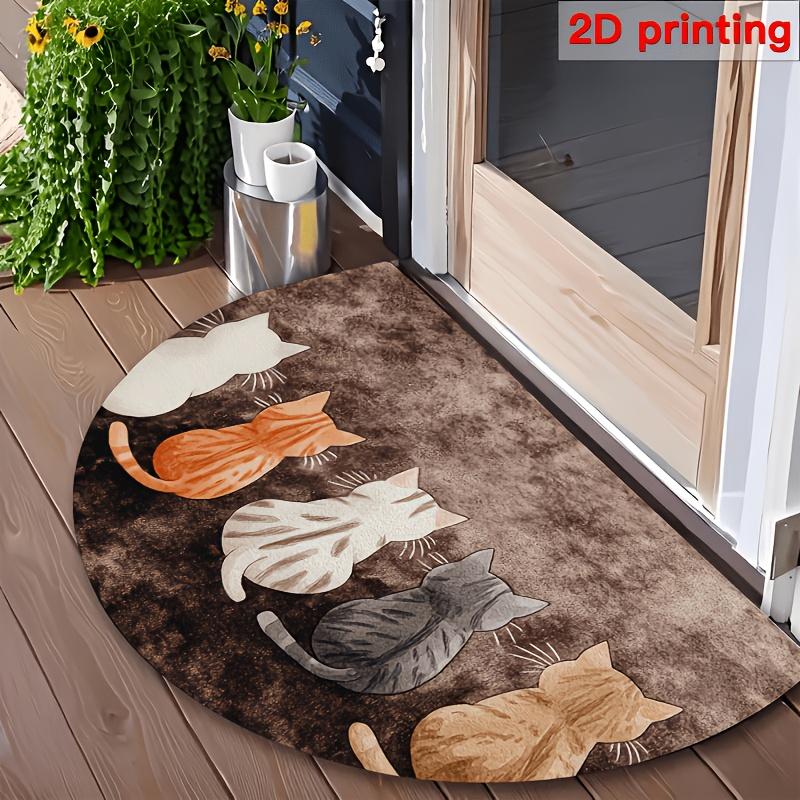 1Pcs Cute Cat Semi Circle Welcome Doormat Non-Slip for Outdoor Patio Porch Kitchen Bathroom Entryway Floor Mat