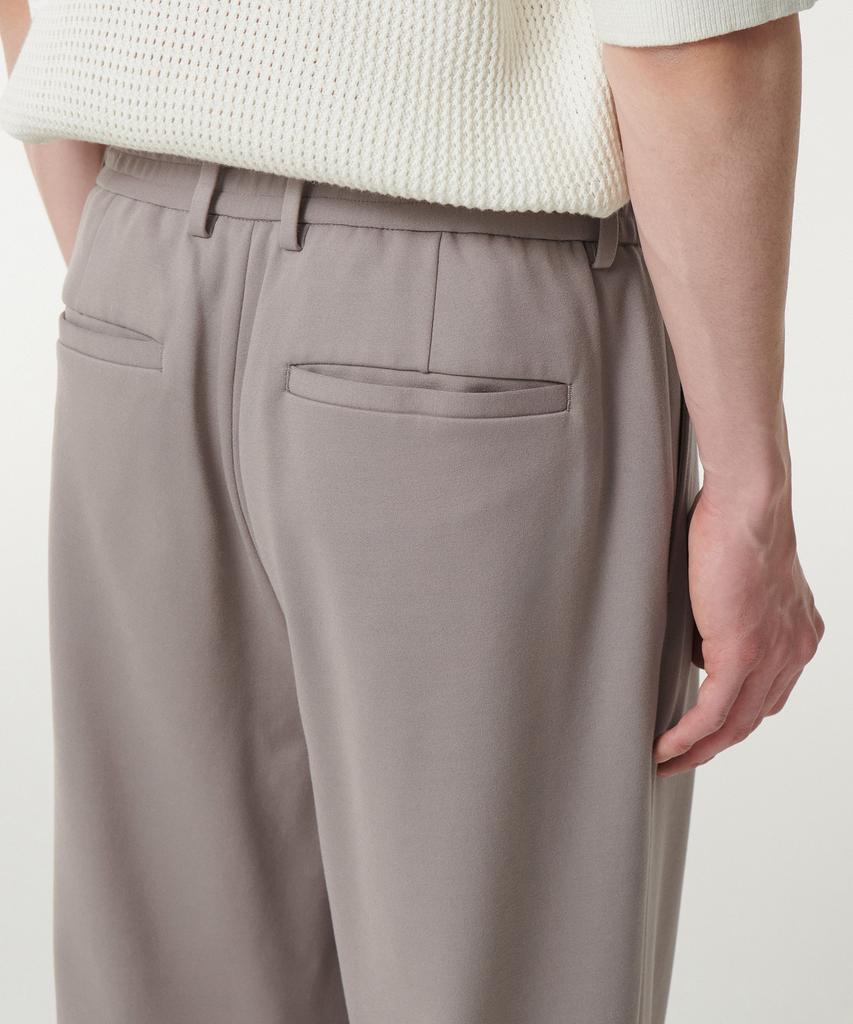 Musinsa Standard Ponte One-Pleat Wide Cozy Slacks [Grayish Beige]