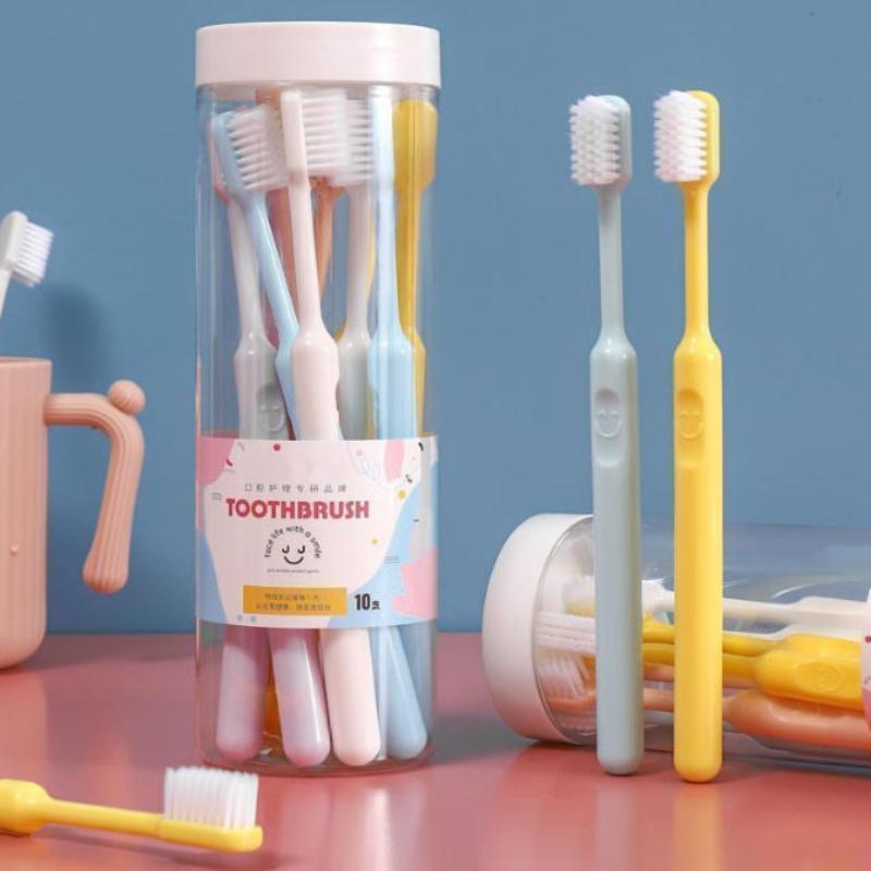 Pacote com 10 Escovas de Dente Macias Coloridas Doces Design Minimalista Moderno Escova de Dentes para Cuidado Gentil da Gengiva para Higiene Oral Diária
