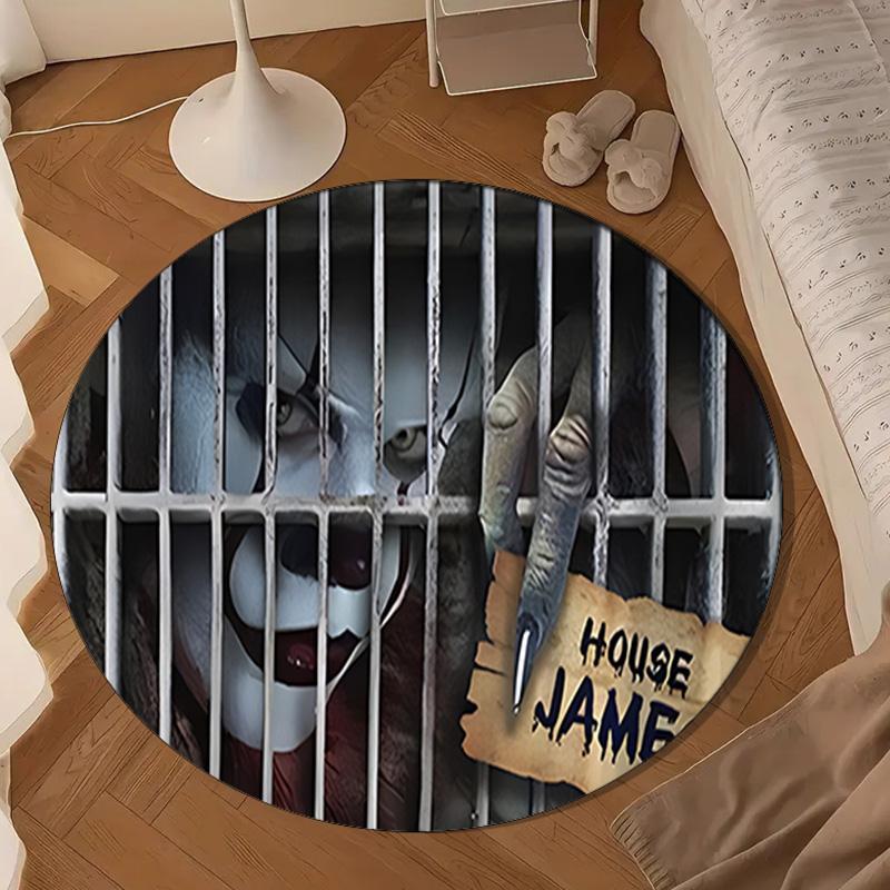 Scary Clown Horror Round Rug for Livingroom,Bedroom, Palyroom, Chair Rug, Area Rug, Circle Carpet, Large Size Fan Christmas Gift