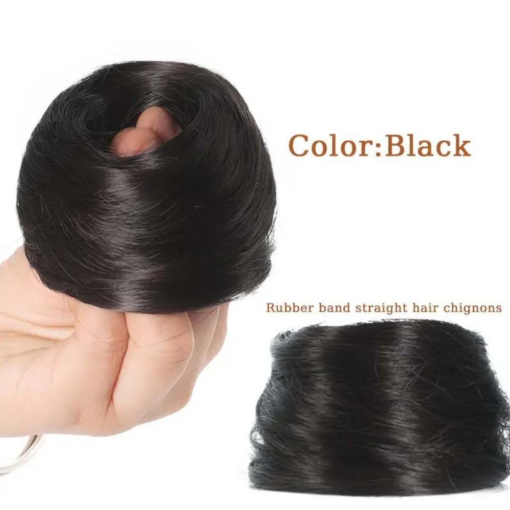 Elastic Rubber Band Straight Updo Chignon Synthetic Flower Bun Head Wig  Lazy