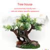Aquarium Resin Tree House Decoration for Fish for Tank Hideout with Rock Grass