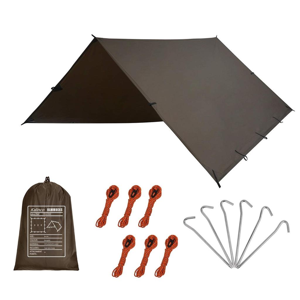 KALINCO Waterproof Tarp Camping Awning Shade Multifunctional Lightweight Sun Shelter UV Protection Portable Storage Bag Included Picnic Fishing