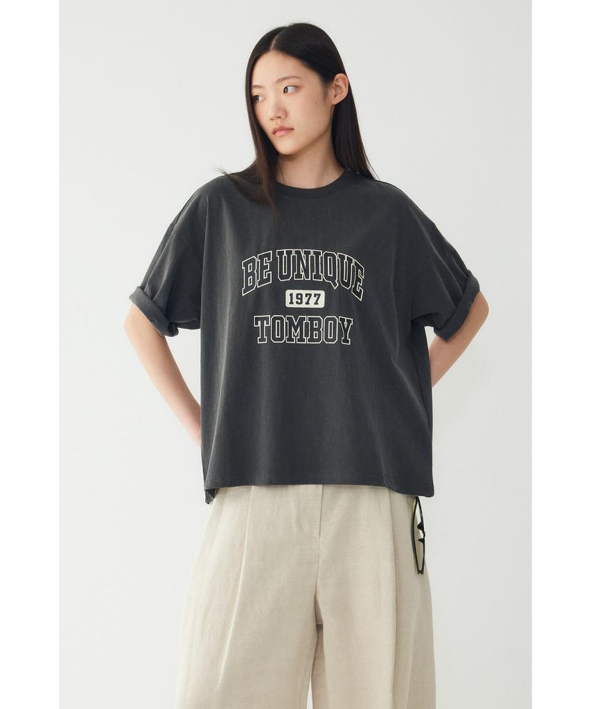 STUDIO TOMBOY Vintage Lettering Graphic Short Sleeve T-Shirt_Dark Gray 9176222990