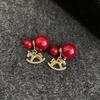 Red Bead Pony Pendant Earrings Earrings New Chinese Retro Versatile Earrings