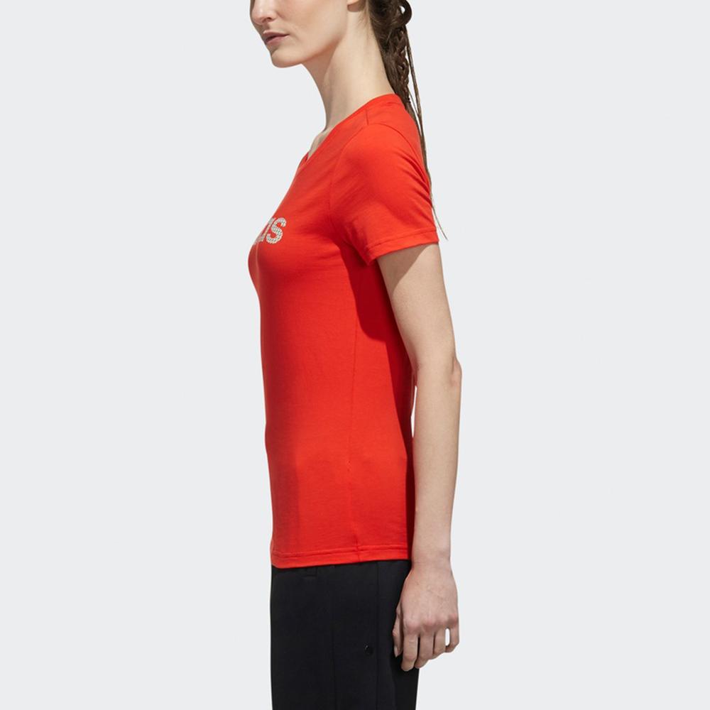 Adidas Logo Sports Round Neck Short Sleeve T-Shirt Women Tops Red DY8695