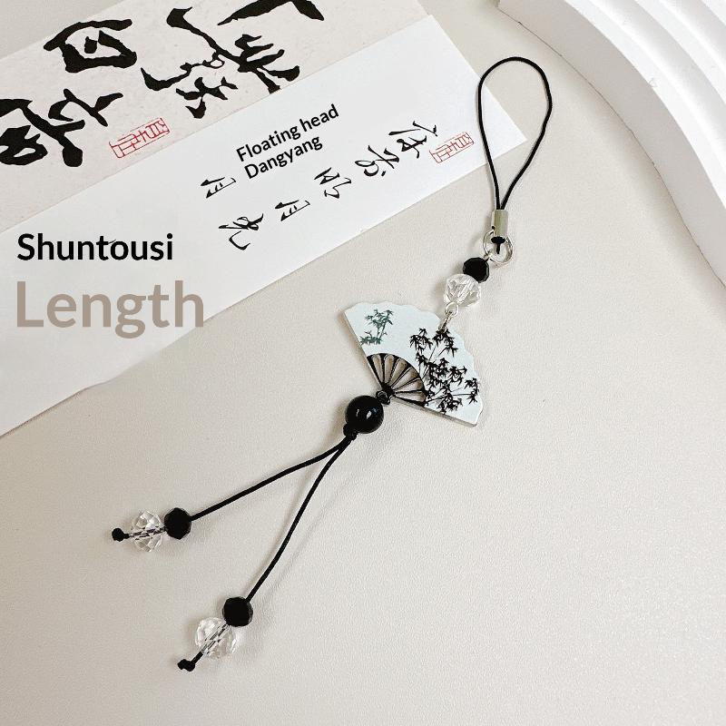 Calligraphy Fan Ring Butterfly Style Retro Vintage Phone Link Decoration Bag Pendant For Daily Elegant Bag Hanging Accessories