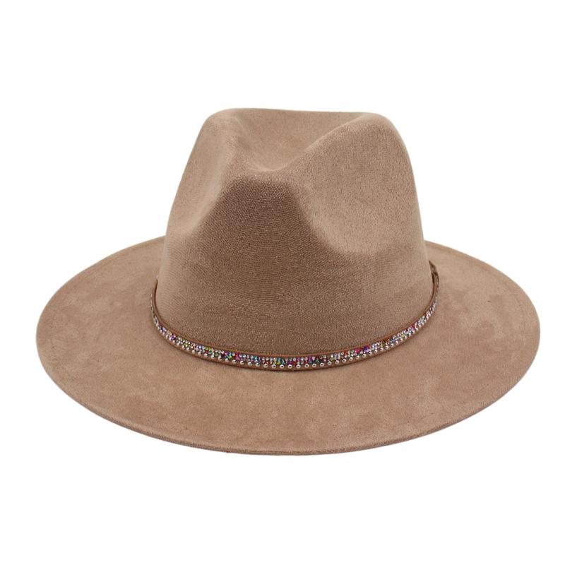 Diamond Flat-Brimmed Shade Men'S And Women'S Suede Hats Western Cowboy Hats Jazz Top Hats
