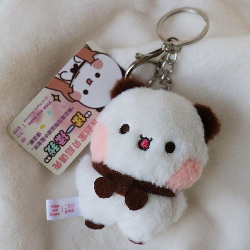 / Cartoon Panda Bubu and Yier Keychain Pendant Dolls Cute Panda Bear Doll Keyring Handbag Decor Accessories Couple Gifts