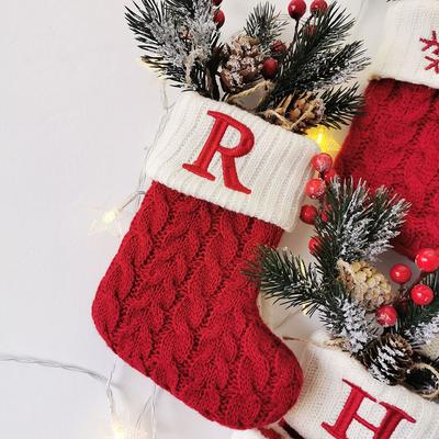 Lettere dell'Alfabeto Lavorate a Maglia Articoli per Feste Decorazione Pendente Regalo di Natale Calze Calzettoni