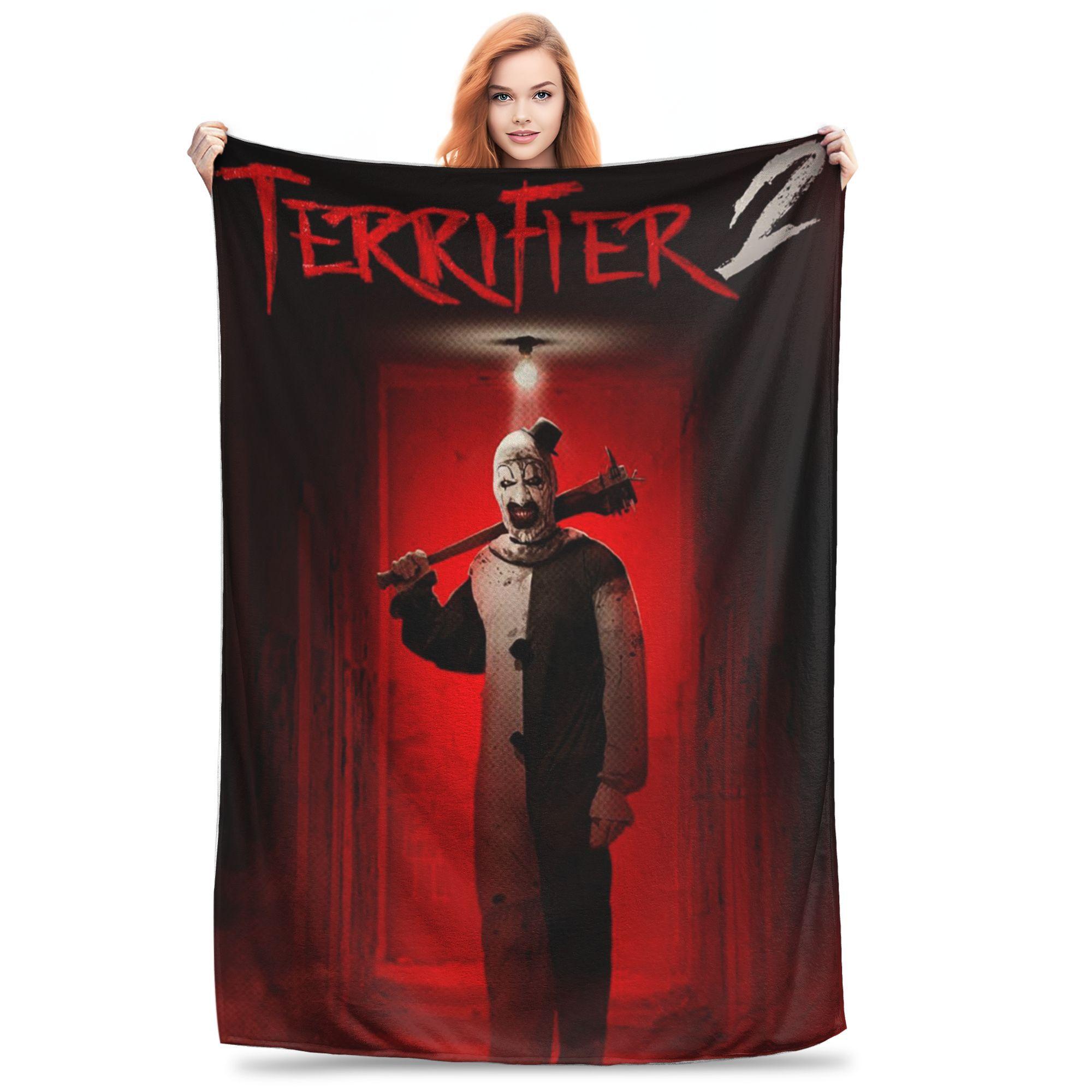 

Flannel Throw Blanket Terrifier 2 Movie Art The Clown Warm Plush Blankets Soft Bedding for Bed Living room Home Picnic Sofa 80x120cm