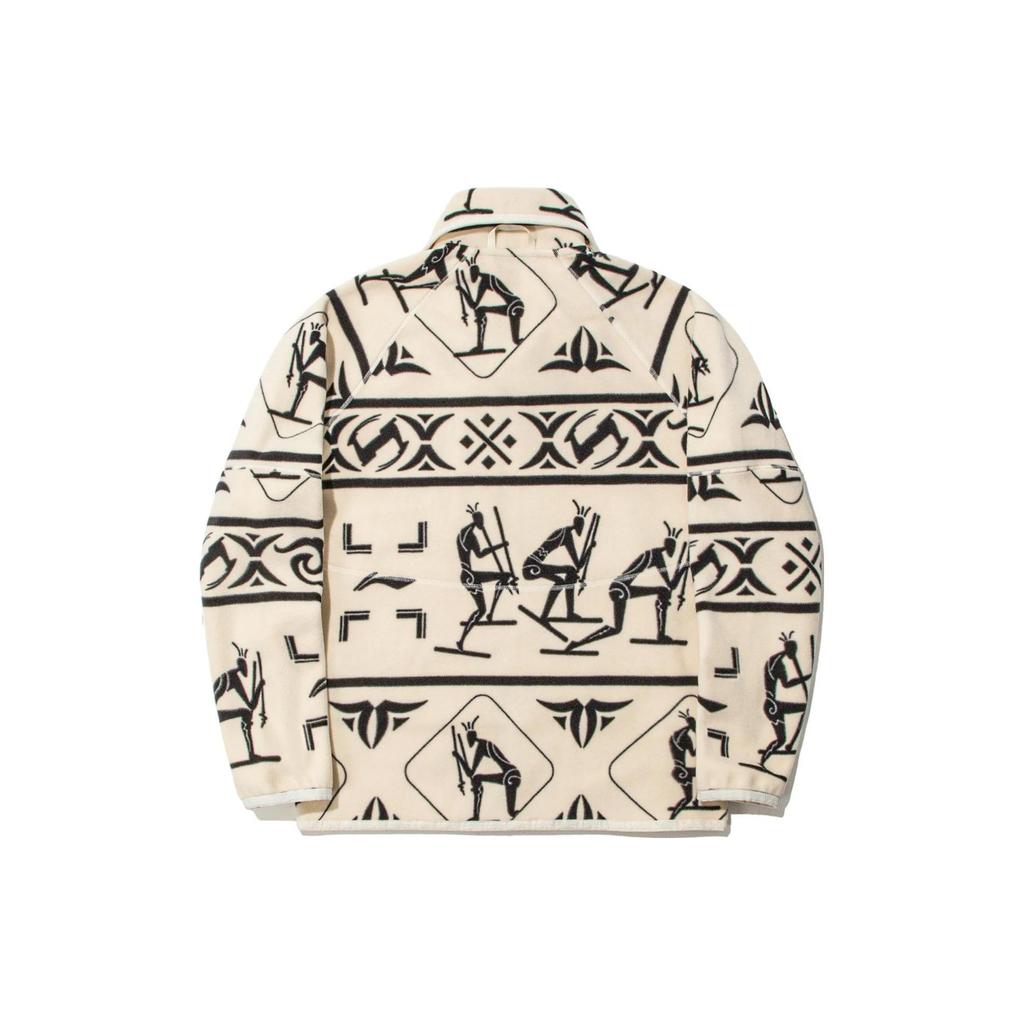 Li Ning Altay Rock Art Element Cardigan Fleece Hoodie Unisex Hoodie Light-Antique-Yellow AWDT711-1