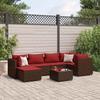VidaXL Garden Furniture Set with Cushions 7 Pcs Brown Wicker, Outdoor Sofa Set, Garden Corner Sofa, 3308221