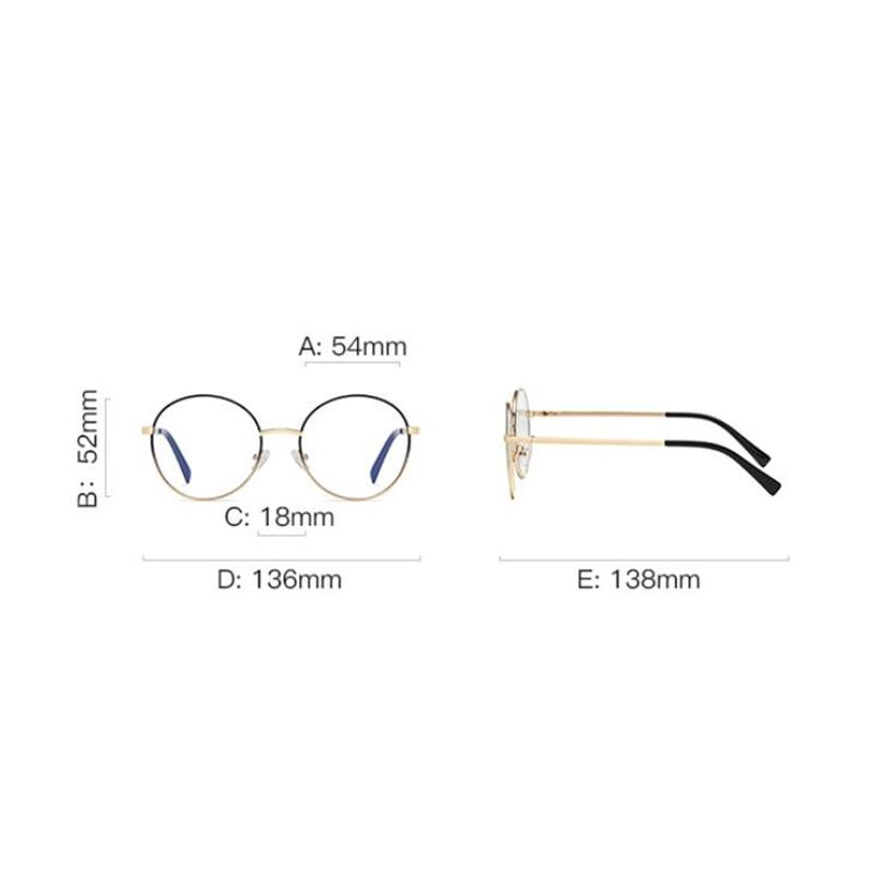 Runde Blaulichtfilter-Brille für Damen, Literarisch, Vintage, Metall, Kurzsichtigkeitsbrille, Stärke 0 -0.5 -0.75 bis -6.0
