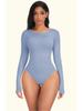 Seamless Long Sleeve Quick-Dry Knitted Yoga Bodysuit with Snap Closure