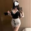 WhimsiNova Maid Cosplay Costume Moe Moe Sexy Maid Lace Leotard with Extreme for Photo and Events 5-Piece Set, Cute, Uniform, Headband, Outfit, Apron,