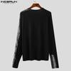 INCERUN Men Spring Long Sleeve Print Undershirts Casual Slim Zipper Hem Tops
