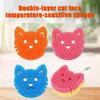 Double Layer Temperature Sensitive Cat Face Sponge Non Scratch for Washing Dishes Pots and Kitchen Items