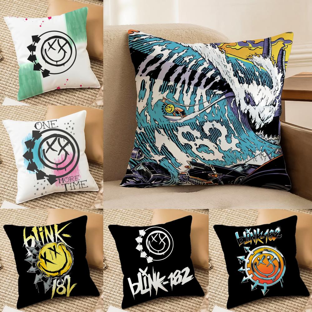 Famous Punk Band B-Blink-182 Cushion Cover Short Plush Double-Sided Print Square Throw Pillow Covers Sofa Home Cushion Decor