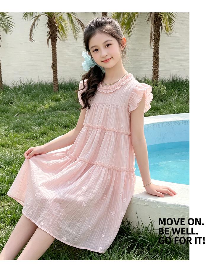 Girls' Korean Tencel Flying Sleeve Dress