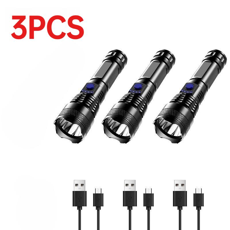 High Power LED Mini Flashlight Rechargeable Light  Bright Telescopic Zoom Handheld Hunting Torch Light for Emergency Hiking