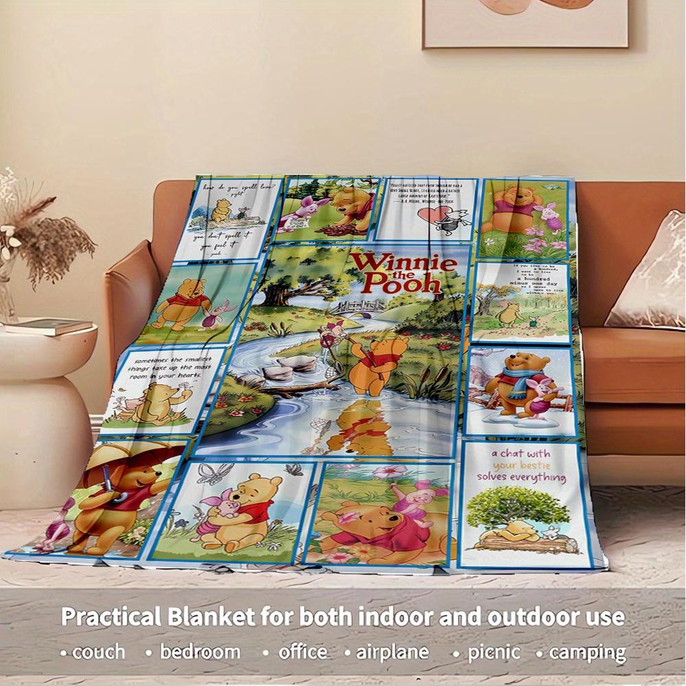 1pc Flannel Winnie the Pooh Cartoon Pattern Bed Blanket Sofa Blanket Gift Home Decoration Pillow Cover Cushion Cover ation Birthday Gift