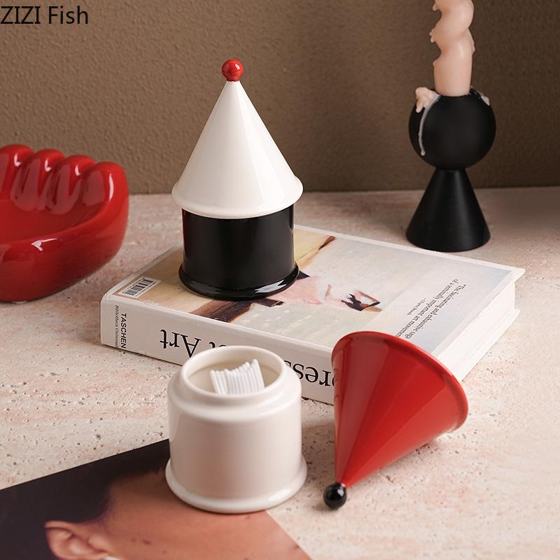 Light Luxury House Toothpick Box Decoration Table Toothpick Floss Cotton Swab Organizer Modern Home Creative Ceramic Storage Box