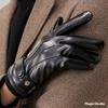 Men's & Women's Winter Leather Gloves: Touchscreen, Windproof, Coldproof, Plus Velvet for Riding & Motorcycling